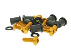 Hexagon socket screw set incl. nuts M5x16 aluminum gold - 8 pcs each - fairing / styling